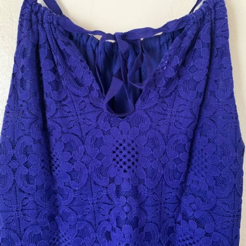 MAX STUDIO Cornflower Blue Lace Halter Dress Size X Small - Picture 6 of 11